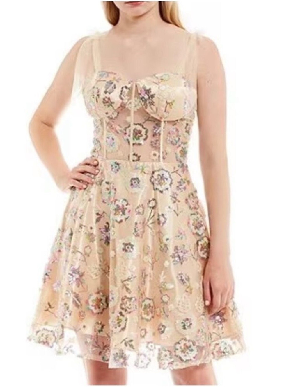 NWT $215 COYA Collection Juniors Multi-colored Sequin Dress